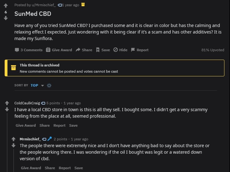sunmed cbd reddit review